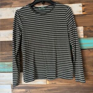 Lauren Active Ralph Lauren Gray Silver Metallic Striped Long Sleeve Shirt